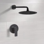 Remer SS55 Matte Black Shower Faucet Set With Rain Shower Head
